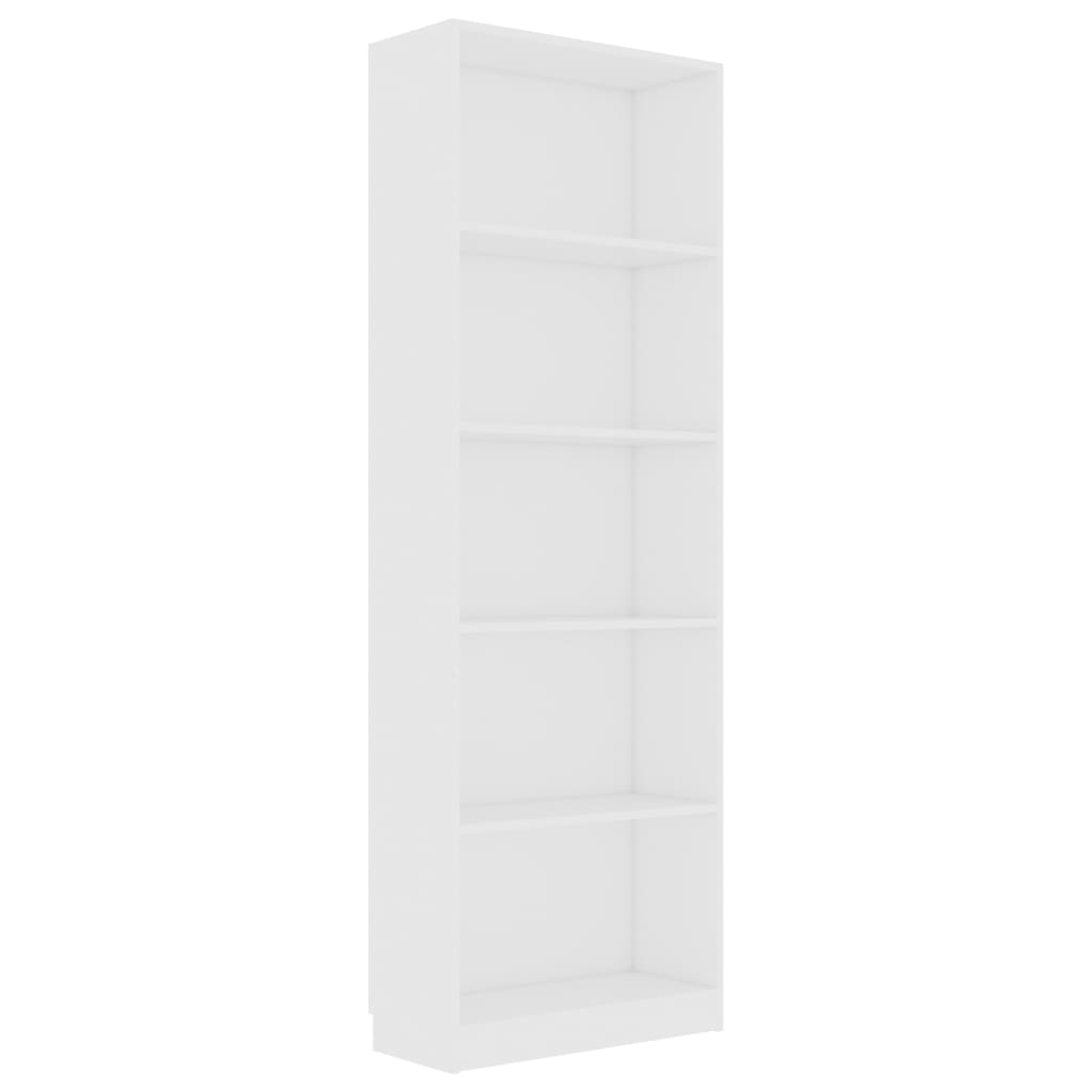 vidaXL Bibliotecă cu 5 rafturi, alb, 60x24x175 cm, lemn prelucrat