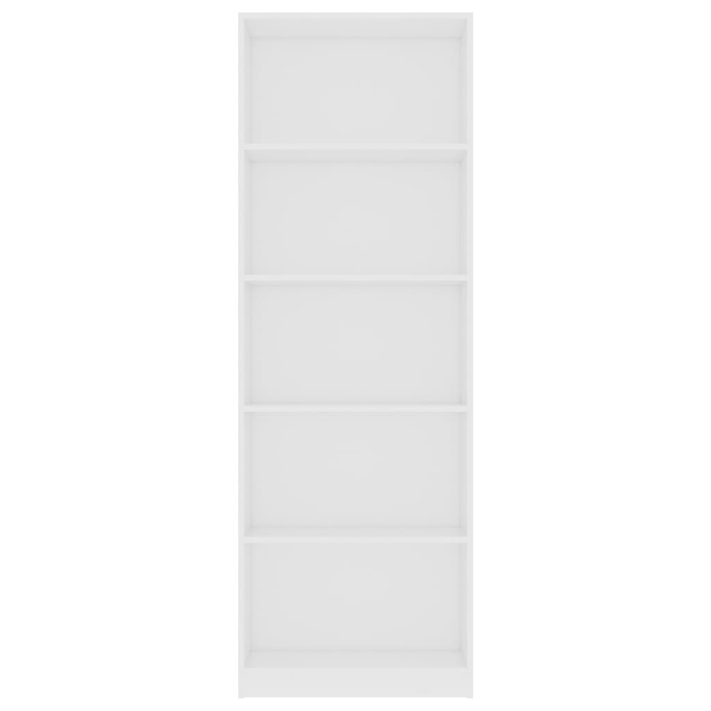 vidaXL Bibliotecă cu 5 rafturi, alb, 60x24x175 cm, lemn prelucrat