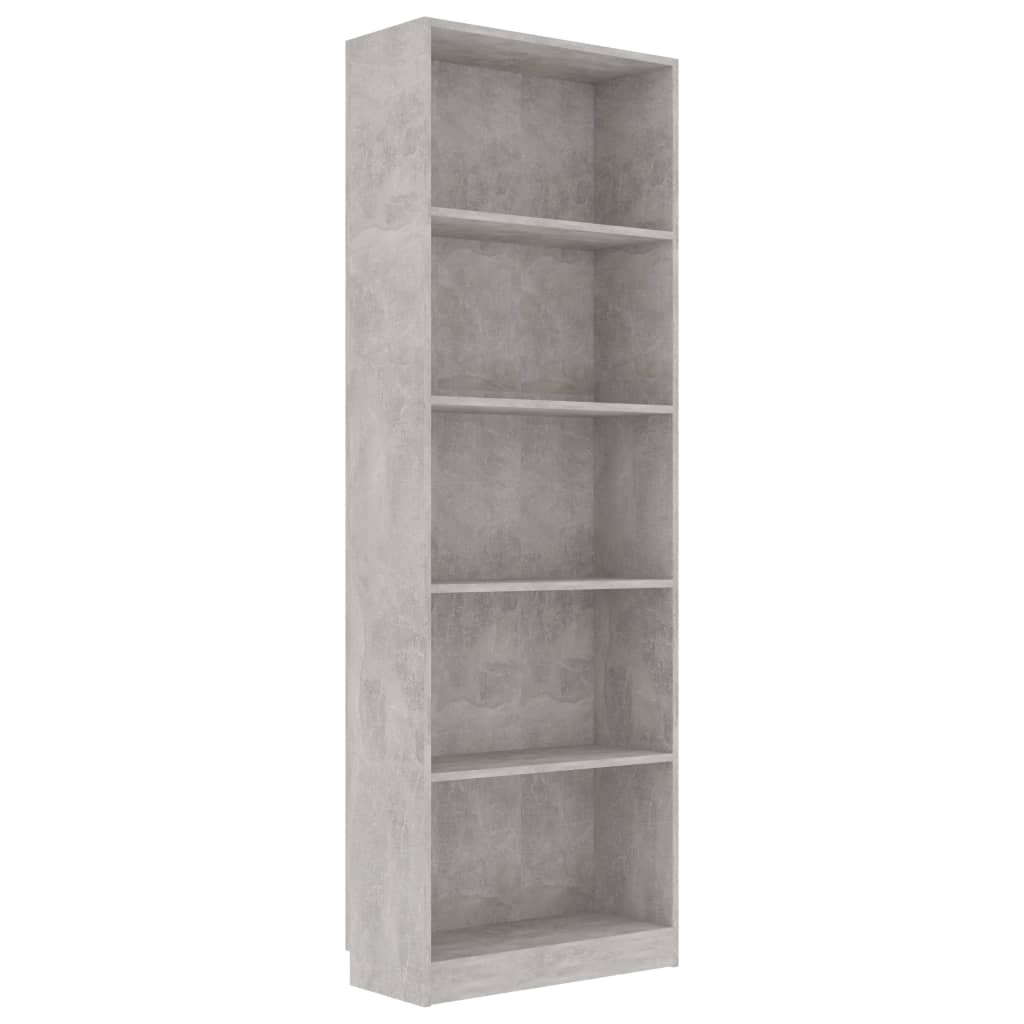 vidaXL Bibliotecă cu 5 rafturi, gri beton, 60x24x175 cm lemn prelucrat vidaXL Bibliotecă cu 5 rafturi, gri beton, 60x24x175 cm lemn prelucrat
