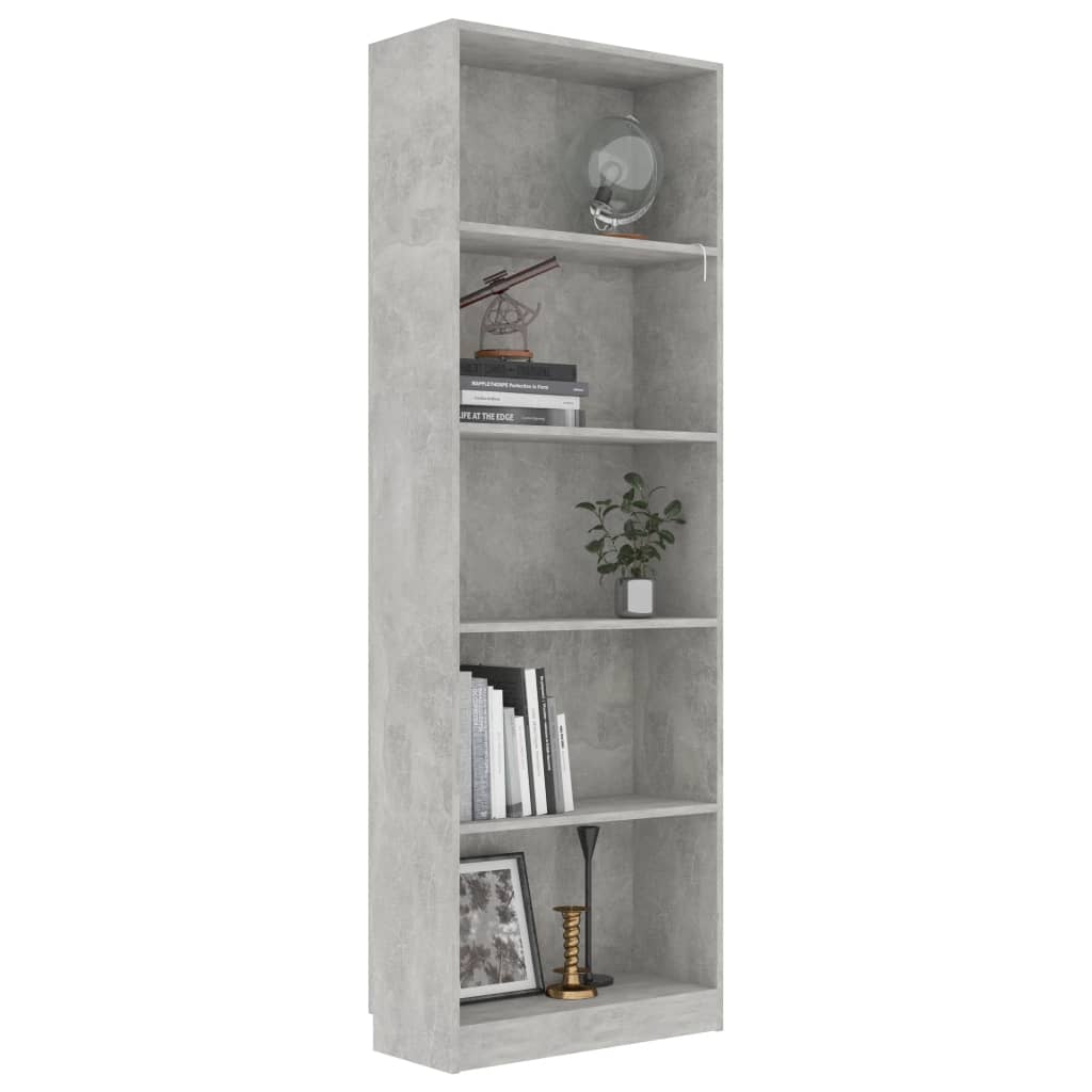 vidaXL Bibliotecă cu 5 rafturi, gri beton, 60x24x175 cm lemn prelucrat vidaXL Bibliotecă cu 5 rafturi, gri beton, 60x24x175 cm lemn prelucrat