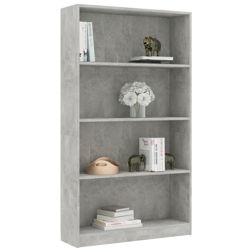 vidaXL Bibliotecă cu 4 rafturi gri beton, 80x24x142 cm, lemn prelucrat vidaXL Bibliotecă cu 4 rafturi gri beton, 80x24x142 cm, lemn prelucrat