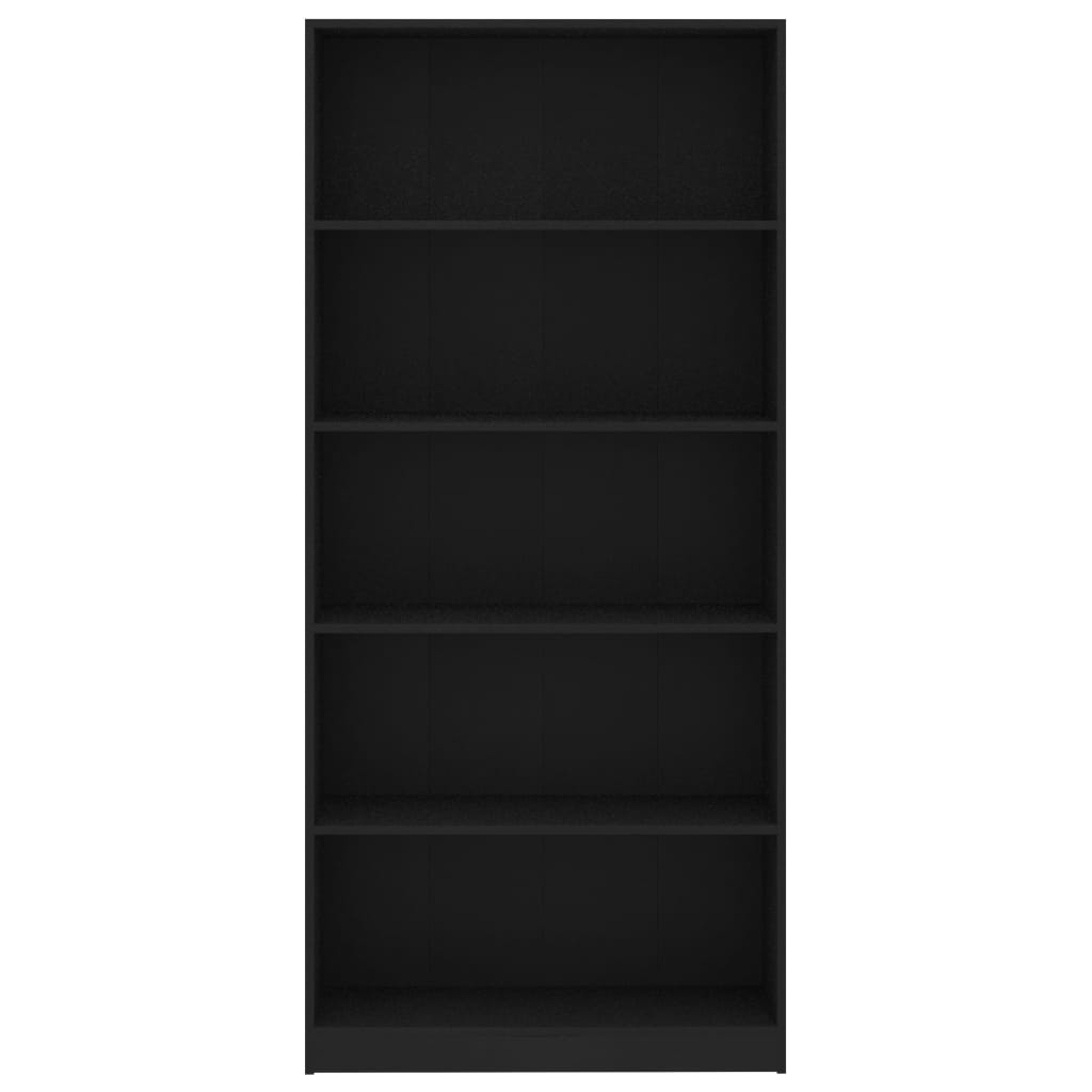vidaXL Bibliotecă cu 5 rafturi, negru, 80x24x175 cm, lemn prelucrat vidaXL Bibliotecă cu 5 rafturi, negru, 80x24x175 cm, lemn prelucrat