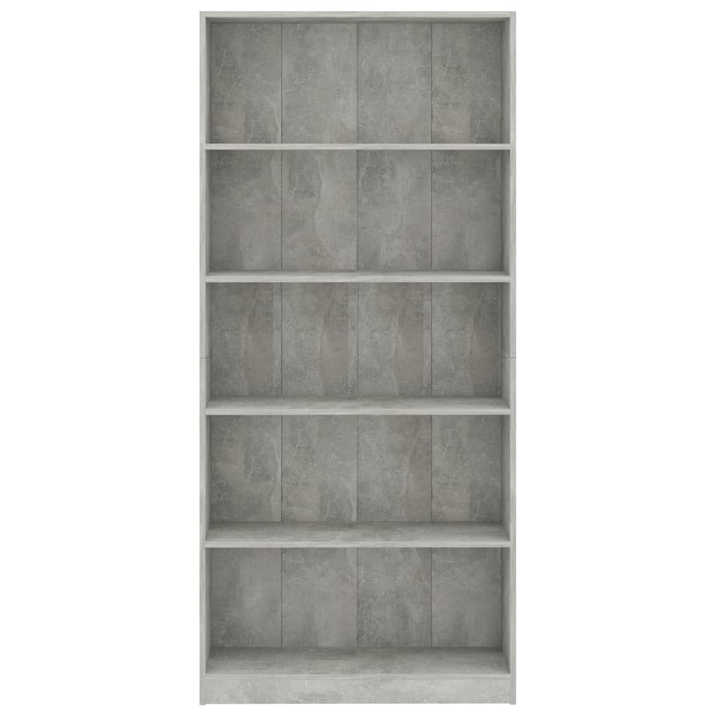 vidaXL Bibliotecă cu 5 rafturi gri beton, 80x24x175 cm, lemn prelucrat