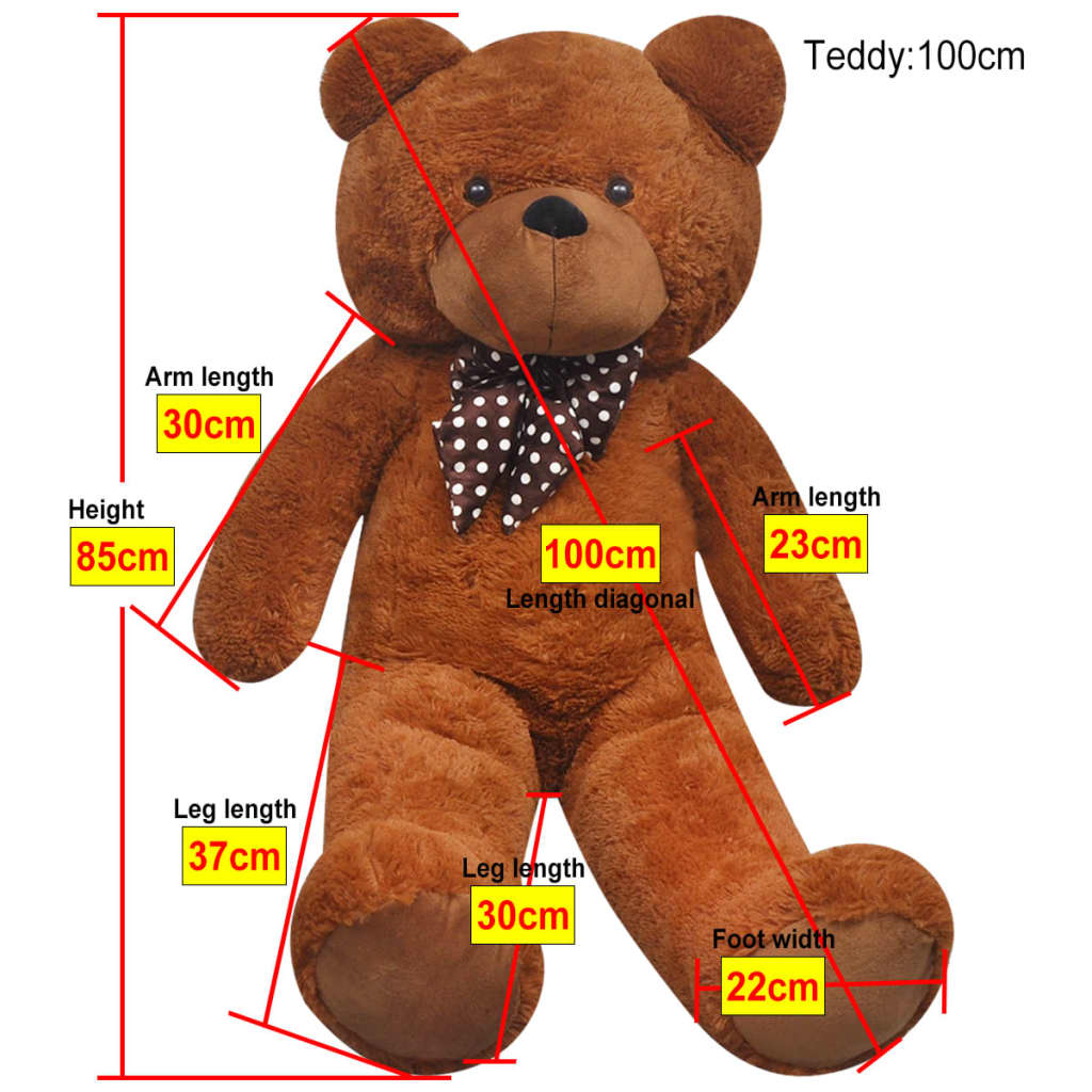 vidaXL Ursuleț de pluș moale de jucărie XXL, maro, 85 cm vidaXL Ursuleț de pluș moale de jucărie XXL, maro, 85 cm