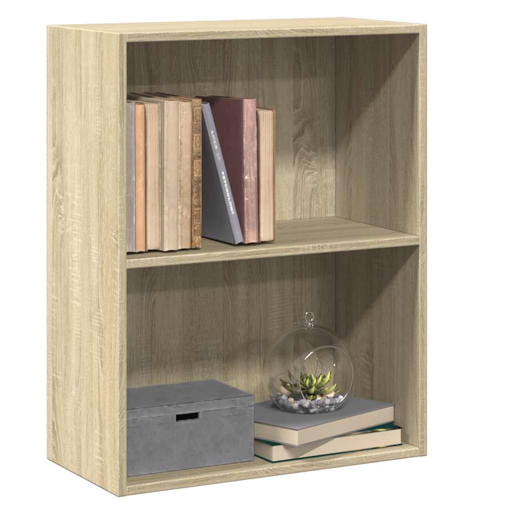 vidaXL Bibliotecă cu 2 rafturi, stejar Sonoma, 60 x 30 x 76,5 cm, PAL