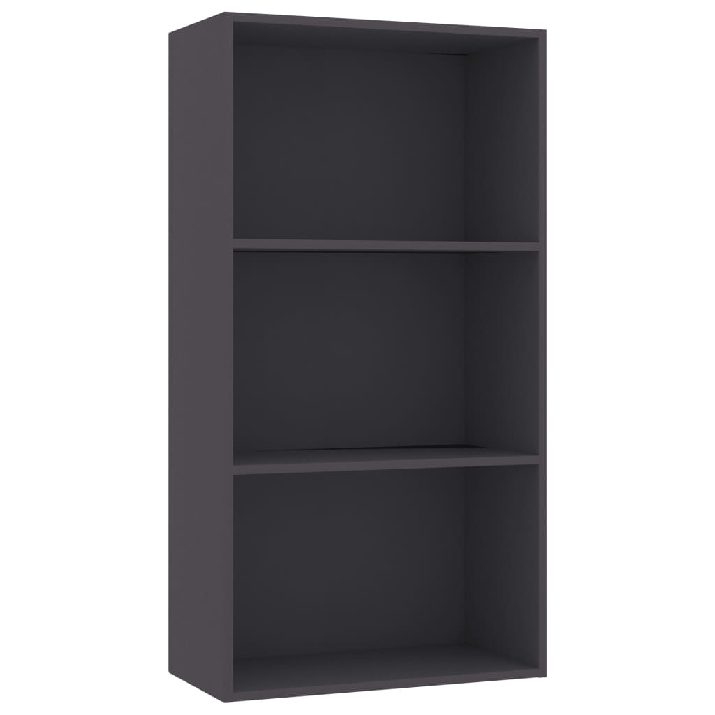 vidaXL Bibliotecă cu 3 rafturi, gri, 60x30x114 cm, lemn prelucrat