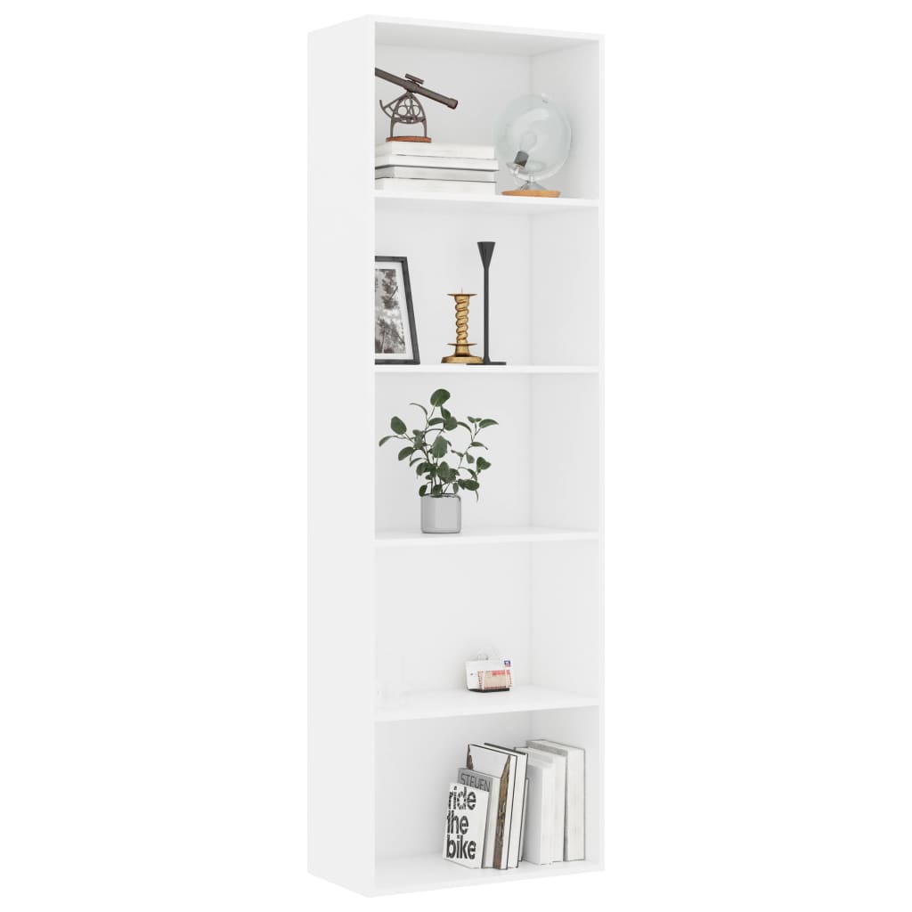 vidaXL Bibliotecă cu 5 rafturi, alb, 60x30x189 cm, lemn prelucrat vidaXL Bibliotecă cu 5 rafturi, alb, 60x30x189 cm, lemn prelucrat