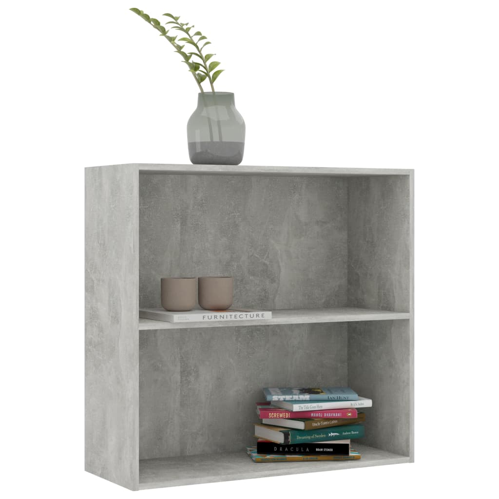 vidaXL Bibliotecă cu 2 rafturi, gri beton, 80 x 30 x 76,5 cm, PAL vidaXL Bibliotecă cu 2 rafturi, gri beton, 80 x 30 x 76,5 cm, PAL