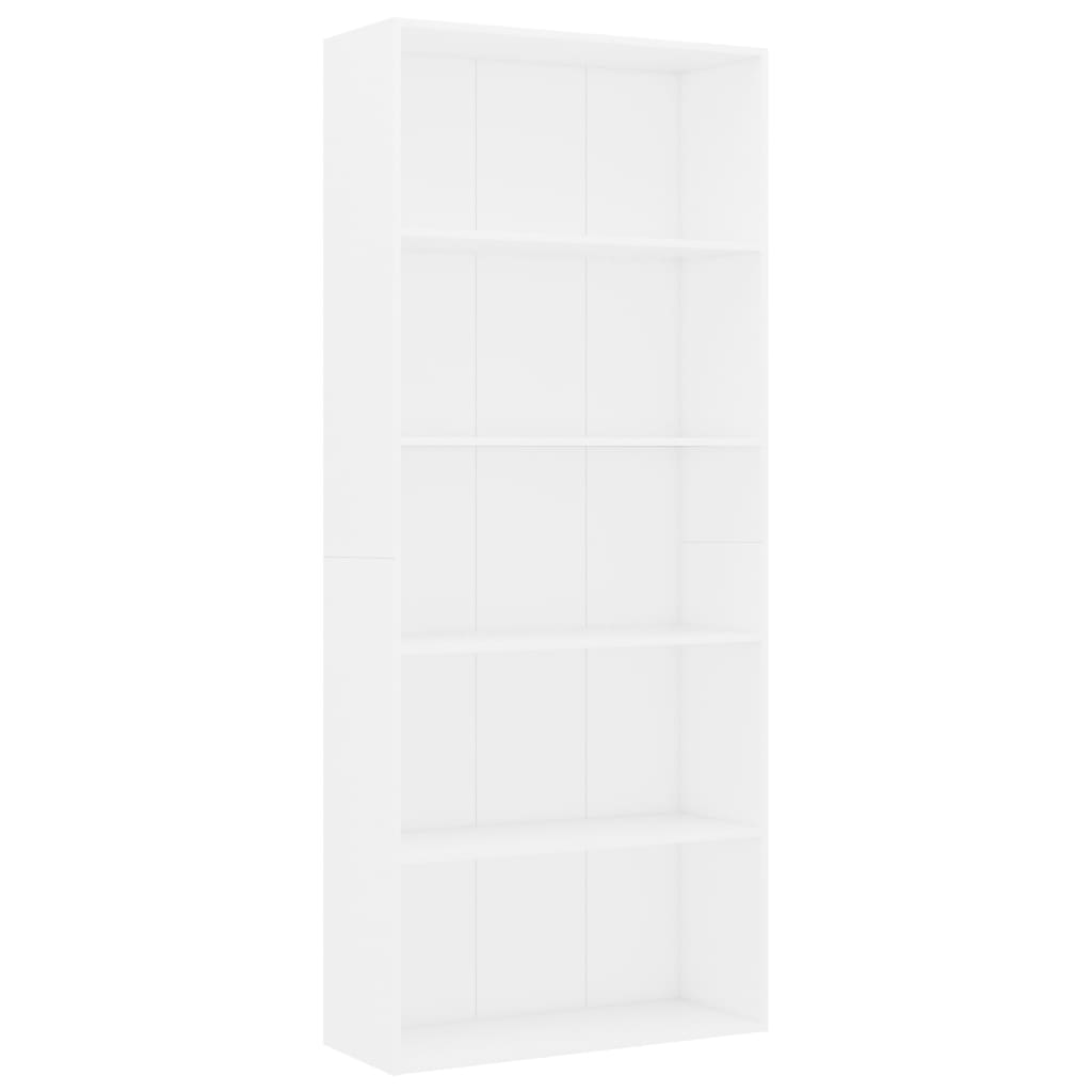 vidaXL Bibliotecă cu 5 rafturi, alb, 80x30x189 cm, lemn prelucrat vidaXL Bibliotecă cu 5 rafturi, alb, 80x30x189 cm, lemn prelucrat