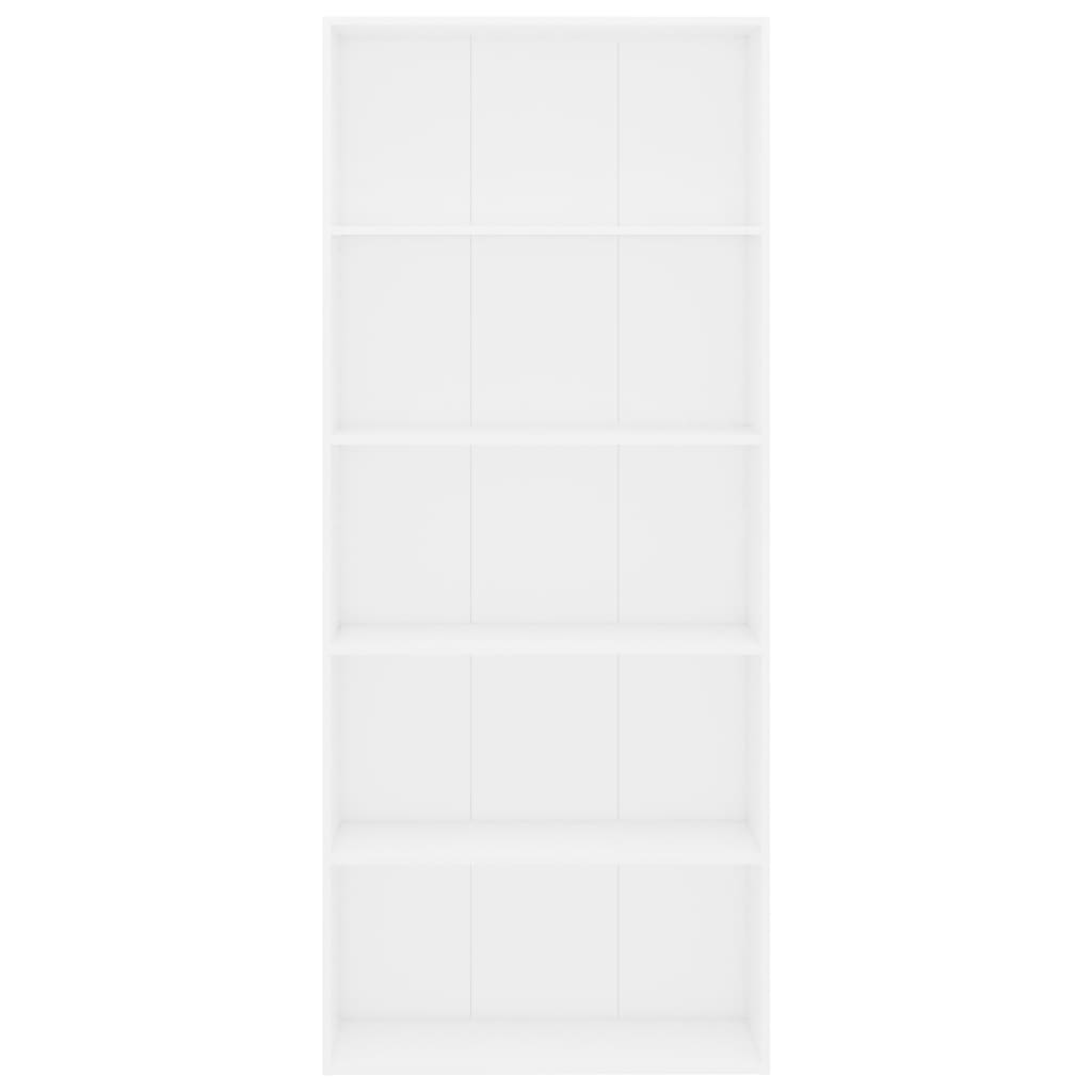 vidaXL Bibliotecă cu 5 rafturi, alb, 80x30x189 cm, lemn prelucrat vidaXL Bibliotecă cu 5 rafturi, alb, 80x30x189 cm, lemn prelucrat