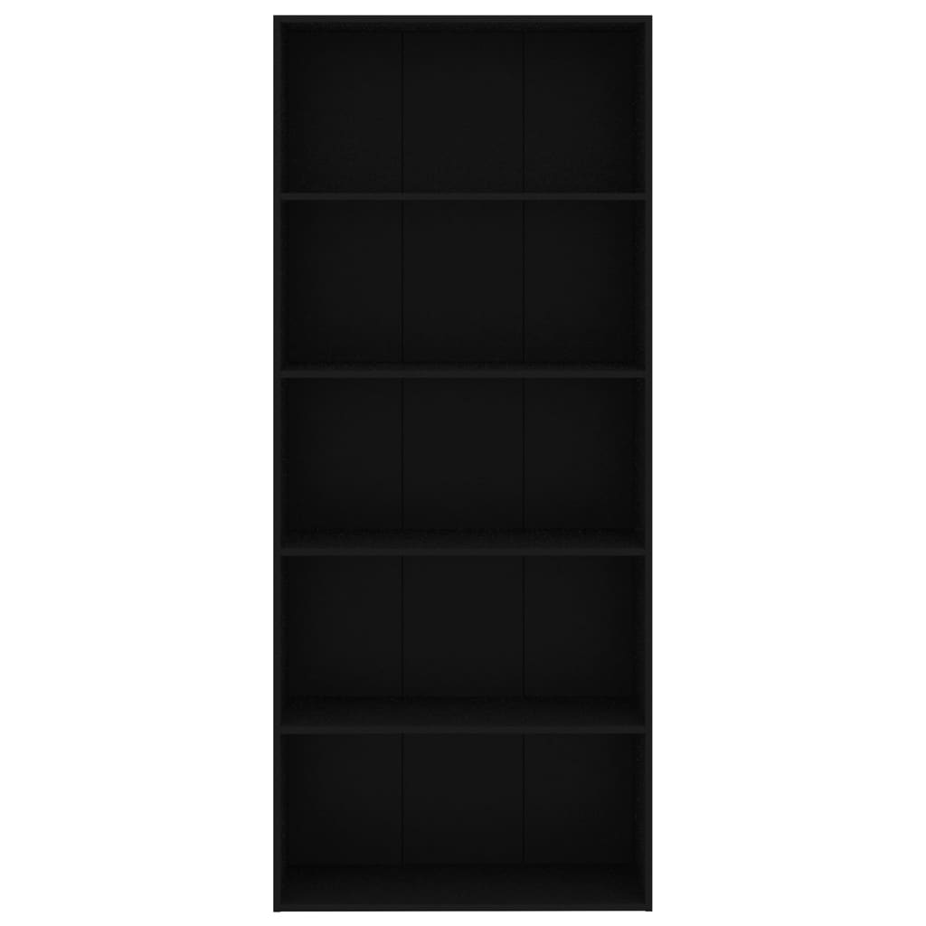 vidaXL Bibliotecă cu 5 rafturi, negru, 80x30x189 cm, lemn prelucrat