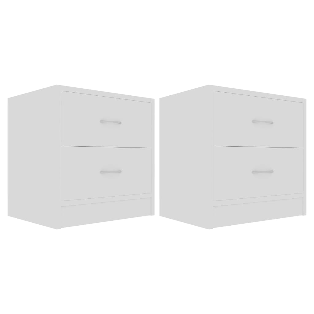 vidaXL Noptiere, 2 buc., alb, 40x30x40 cm, lemn prelucrat