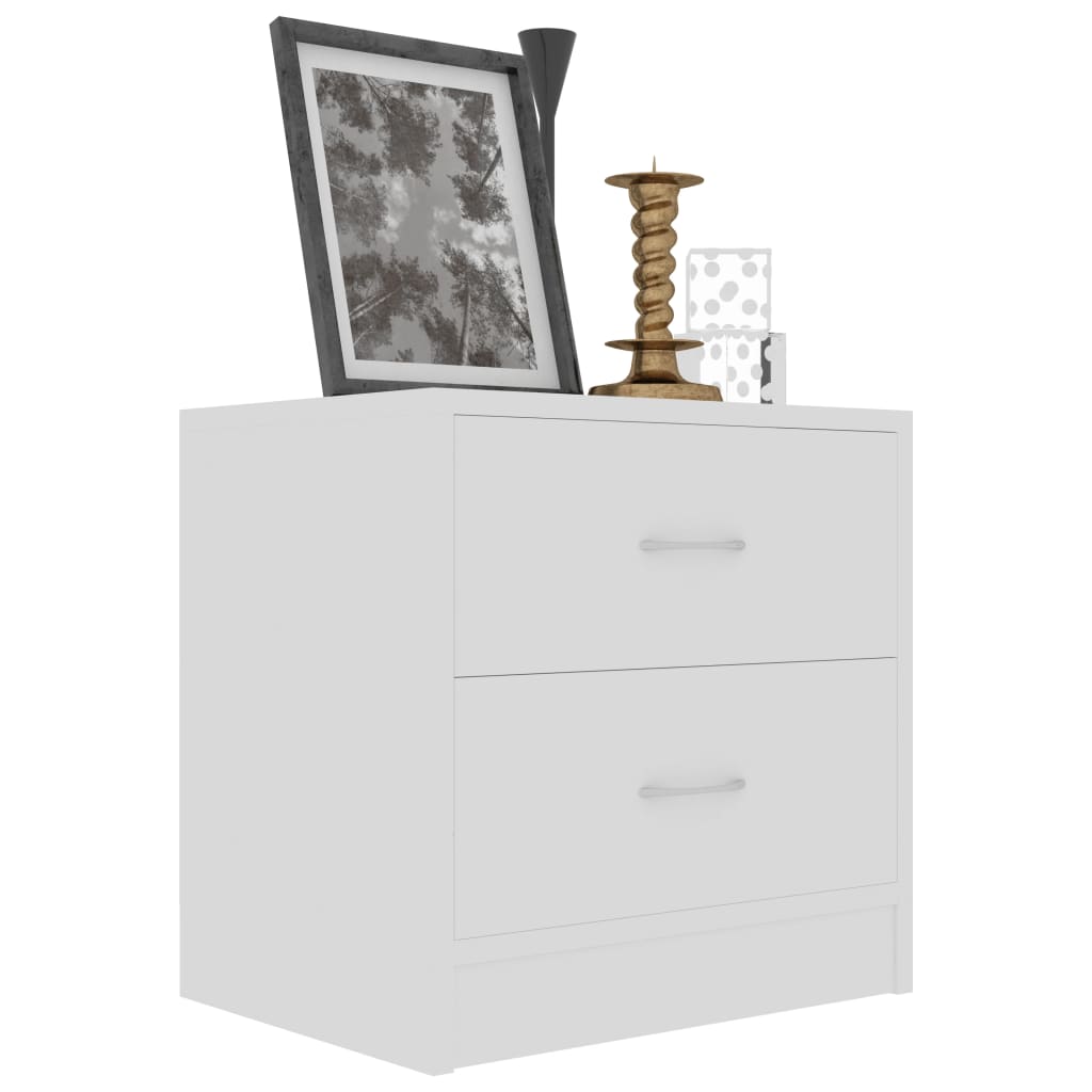 vidaXL Noptiere, 2 buc., alb, 40x30x40 cm, lemn prelucrat