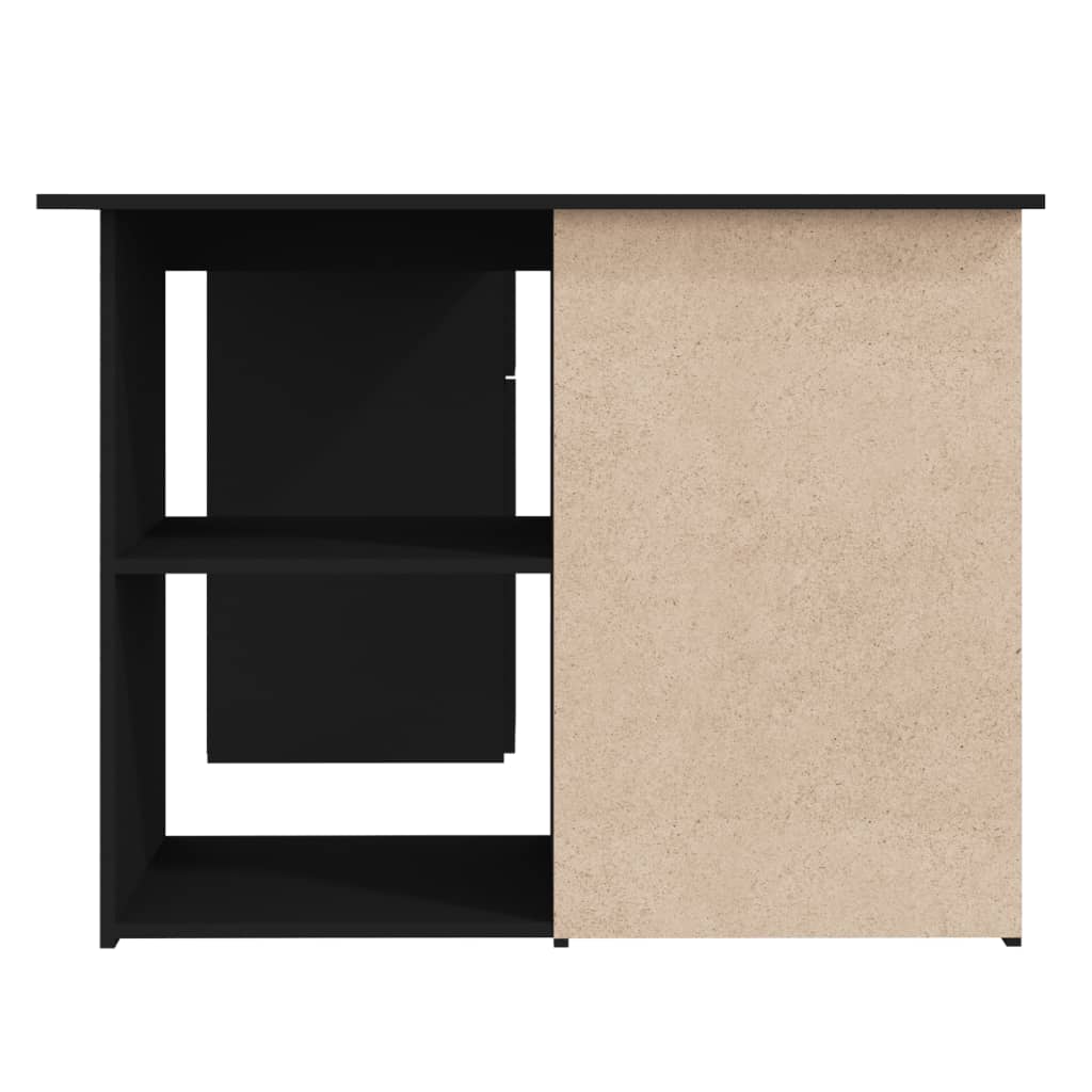 vidaXL Birou de colț, negru, 145x100x76 cm, lemn prelucrat