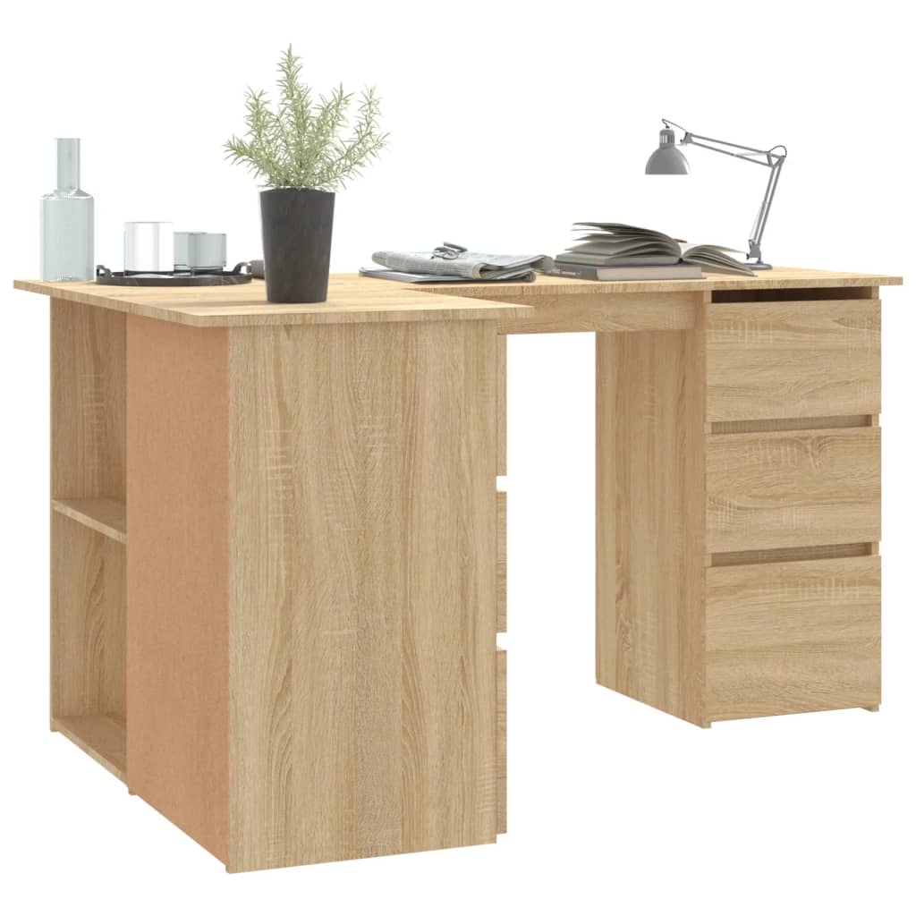 vidaXL Birou de colț, stejar sonoma, 145x100x76 cm, lemn prelucrat vidaXL Birou de colț, stejar sonoma, 145x100x76 cm, lemn prelucrat