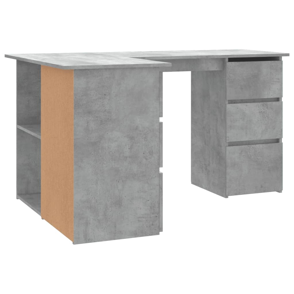 vidaXL Birou de colț, gri beton, 145x100x76 cm, lemn prelucrat