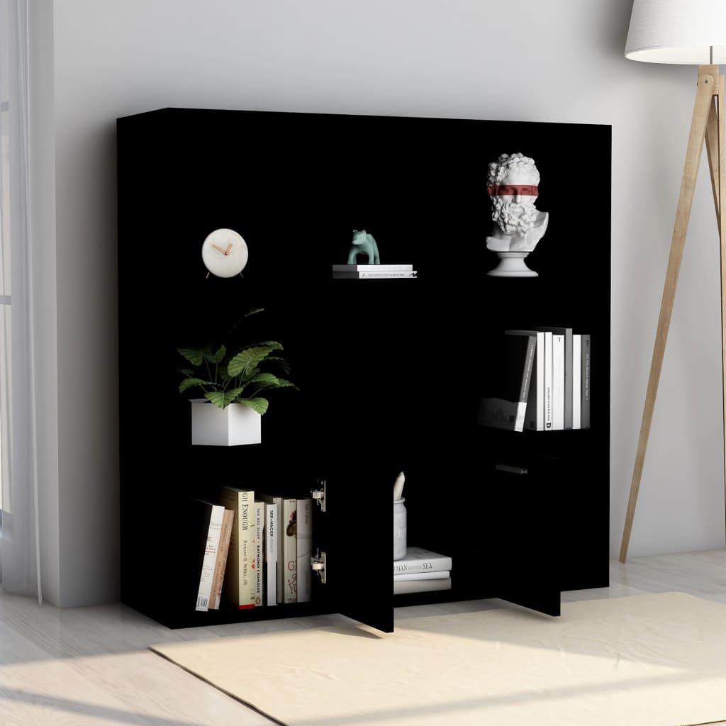 vidaXL Bibliotecă, negru, 98 x 30 x 98 cm, lemn prelucrat vidaXL Bibliotecă, negru, 98 x 30 x 98 cm, lemn prelucrat