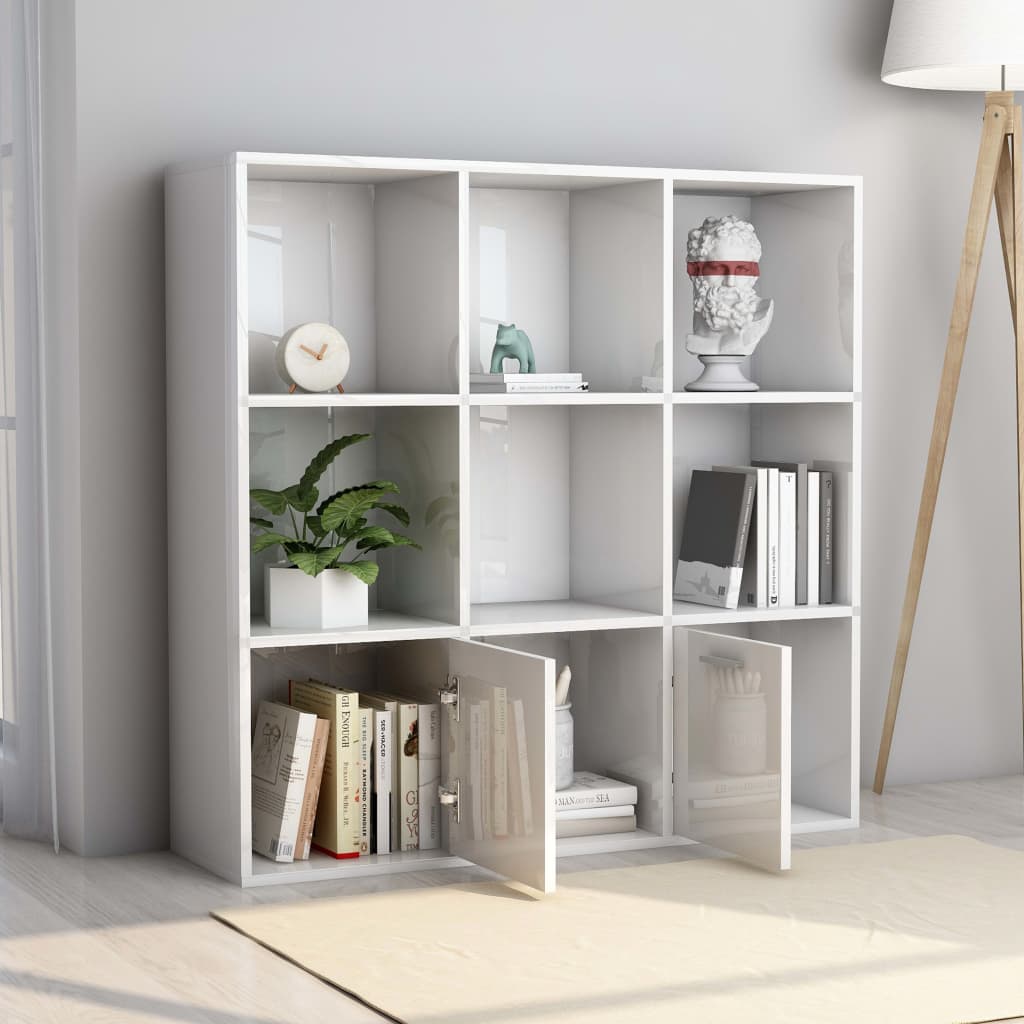 vidaXL Bibliotecă, alb extralucios, 98 x 30 x 98 cm, lemn prelucrat vidaXL Bibliotecă, alb extralucios, 98 x 30 x 98 cm, lemn prelucrat