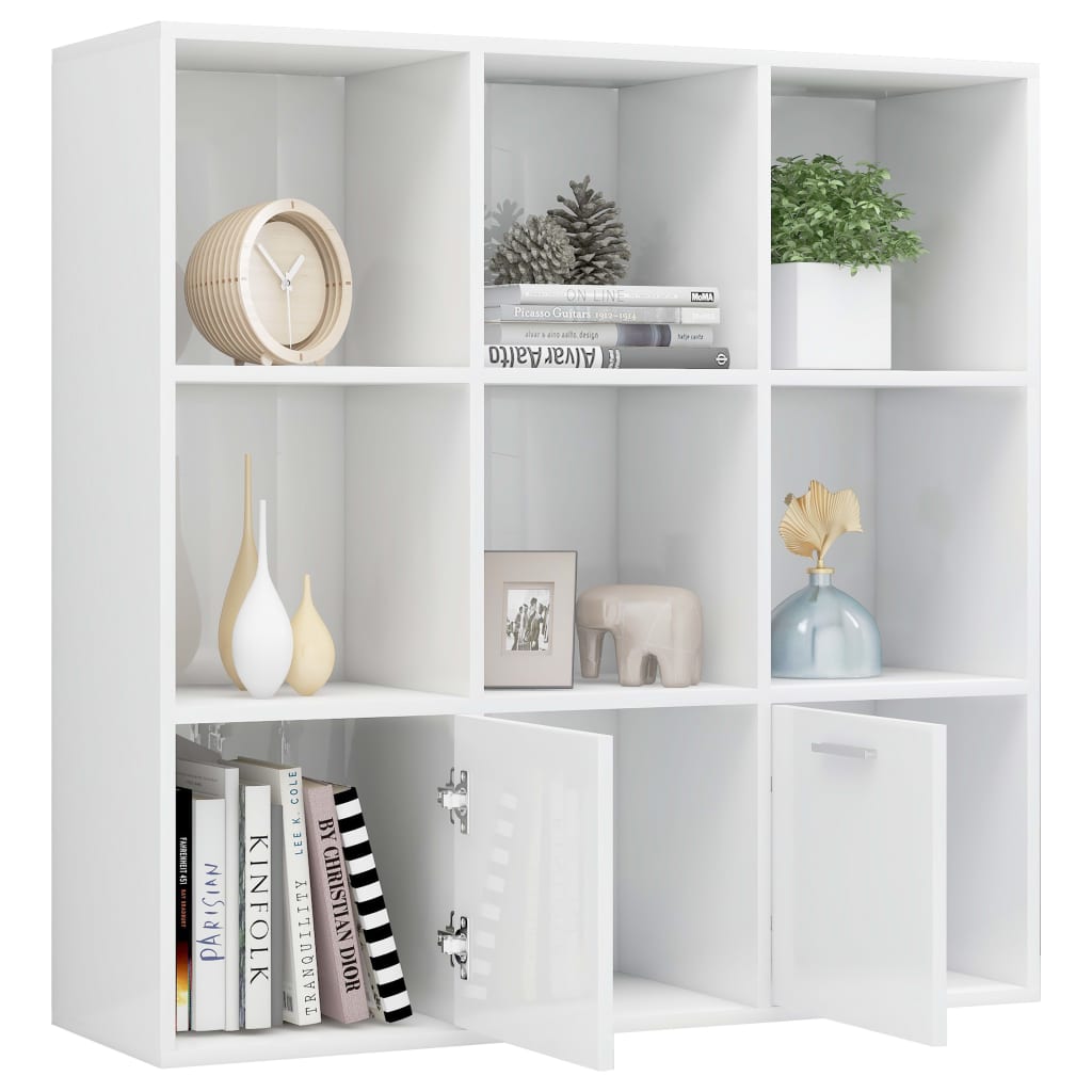 vidaXL Bibliotecă, alb extralucios, 98 x 30 x 98 cm, lemn prelucrat vidaXL Bibliotecă, alb extralucios, 98 x 30 x 98 cm, lemn prelucrat