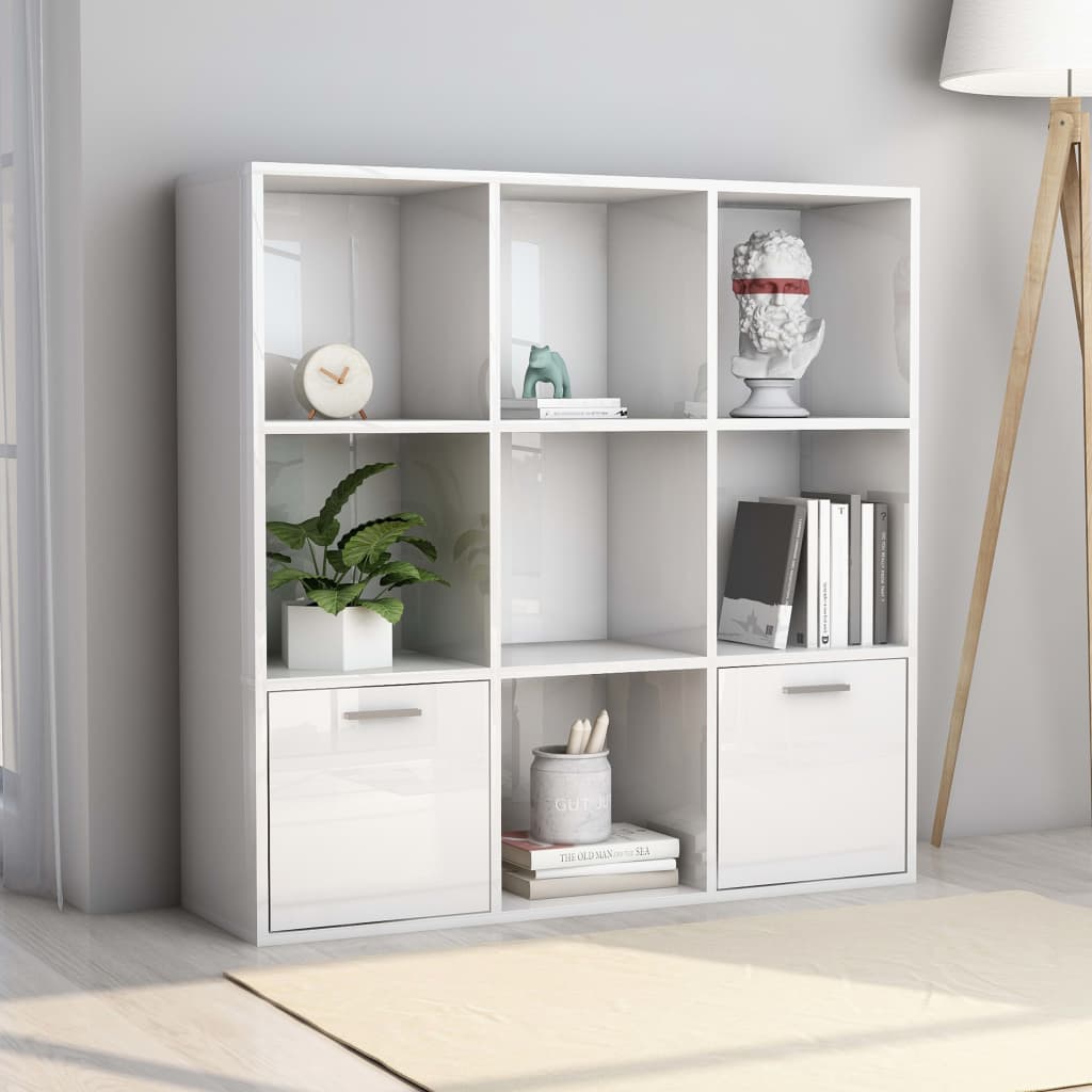 vidaXL Bibliotecă, alb extralucios, 98 x 30 x 98 cm, lemn prelucrat vidaXL Bibliotecă, alb extralucios, 98 x 30 x 98 cm, lemn prelucrat