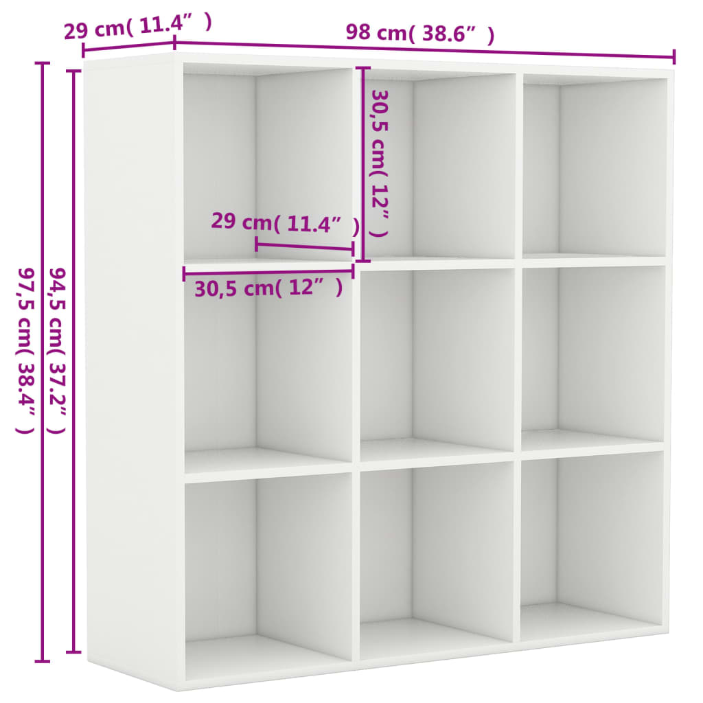 vidaXL Bibliotecă, alb, 98x29x97,5 cm, lemn prelucrat vidaXL Bibliotecă, alb, 98x29x97,5 cm, lemn prelucrat