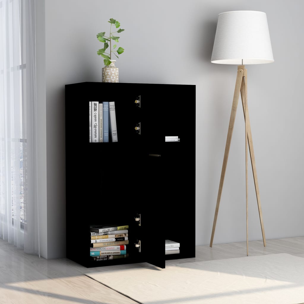 vidaXL Dulap de depozitare, negru, 60 x 29,5 x 90 cm, lemn prelucrat vidaXL Dulap de depozitare, negru, 60 x 29,5 x 90 cm, lemn prelucrat