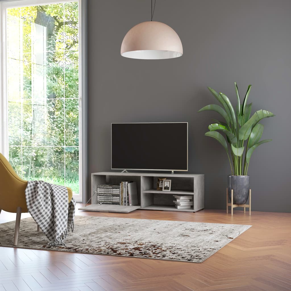 vidaXL Comodă TV, gri beton, 120x34x37 cm, lemn prelucrat vidaXL Comodă TV, gri beton, 120x34x37 cm, lemn prelucrat