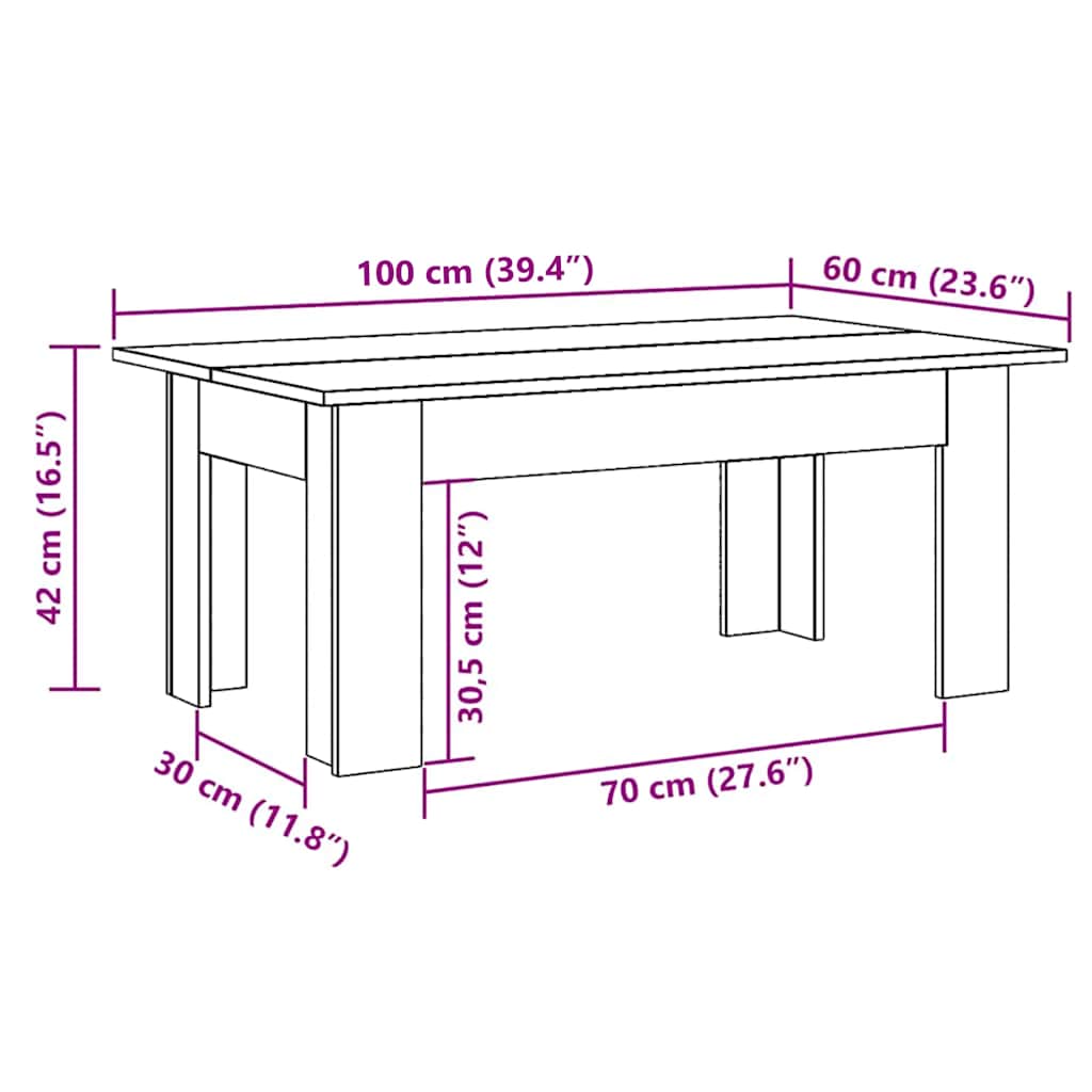 vidaXL Măsuță de cafea, stejar Sonoma, 100x60x42 cm, lemn prelucrat vidaXL Măsuță de cafea, stejar Sonoma, 100x60x42 cm, lemn prelucrat
