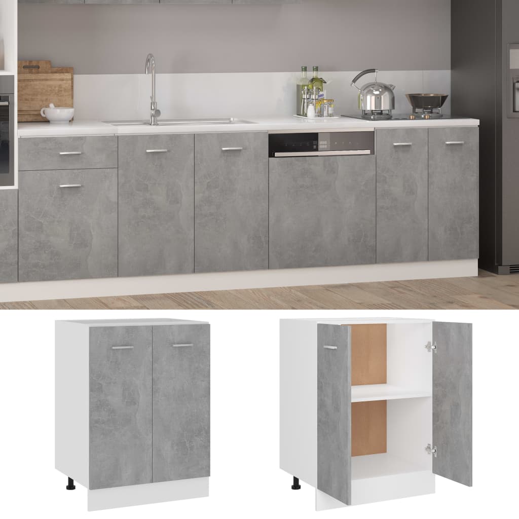 vidaXL Dulap inferior “Lyon”, gri beton, 60 x 46 x 81,5 cm