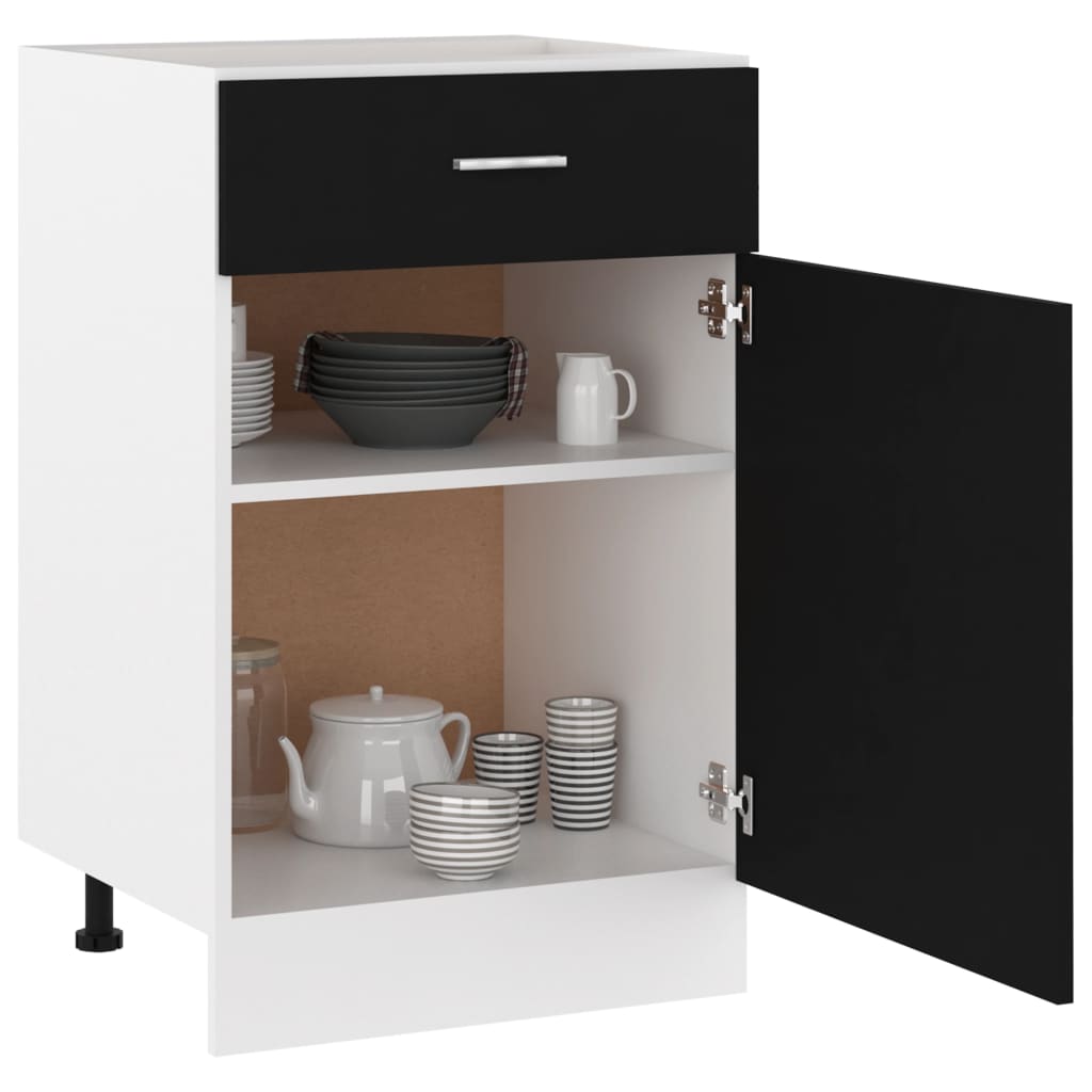 vidaXL Dulap inferior cu sertar “Lyon”, negru, 50x46x81,5 cm