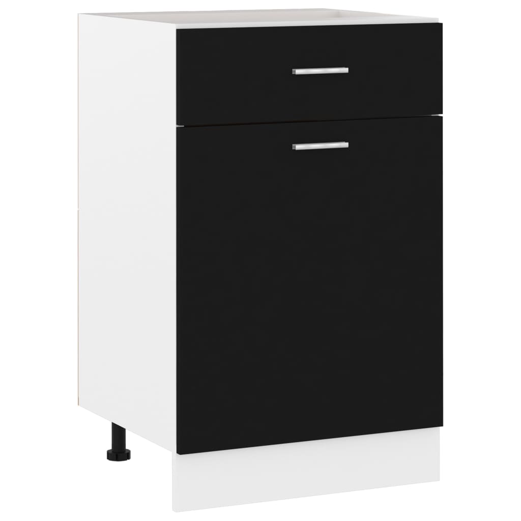 vidaXL Dulap inferior cu sertar “Lyon”, negru, 50x46x81,5 cm