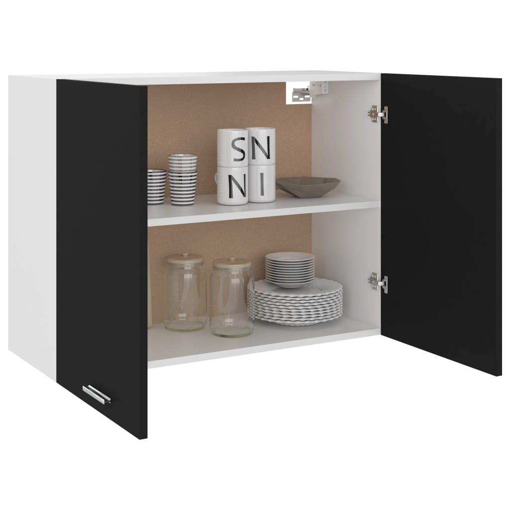 vidaXL Dulap suspendat “Lyon”, negru, 80 x 31 x 60 cm, lemn prelucrat