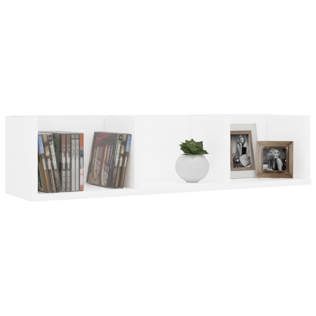 vidaXL Raft de perete pentru CD-uri, alb, 75x18x18 cm, lemn prelucrat