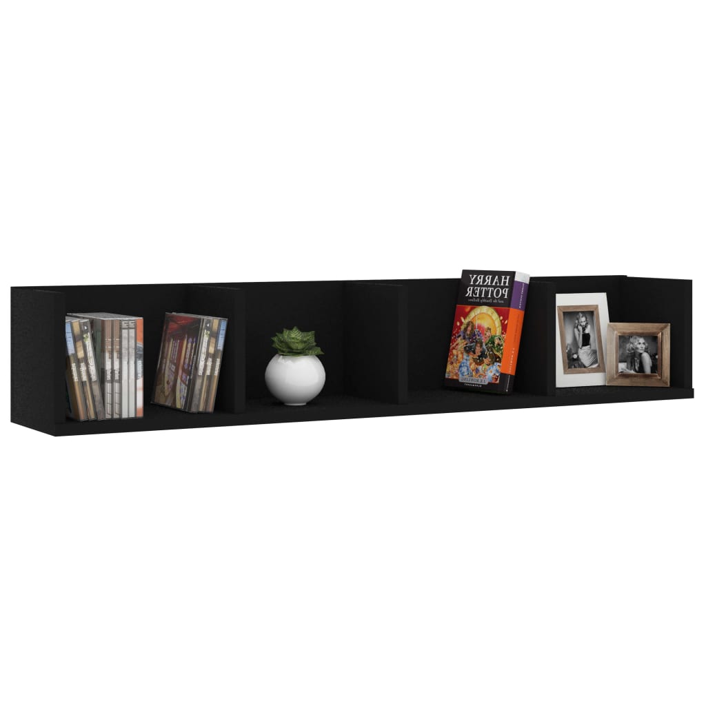 vidaXL Raft de perete pentru CD-uri negru 100x18x18 cm lemn prelucrat