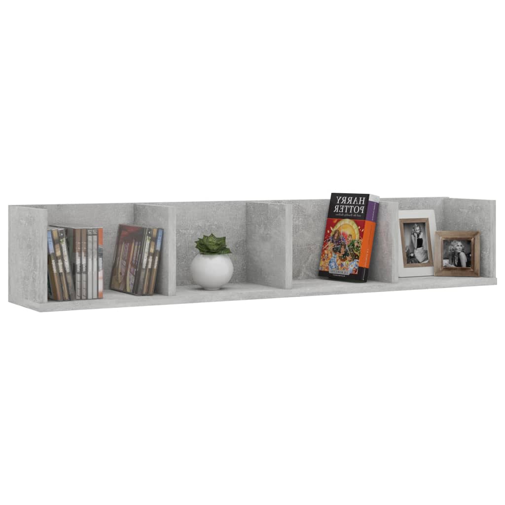 vidaXL Raft de perete CD-uri, gri beton, 100x18x18 cm, lemn prelucrat vidaXL Raft de perete CD-uri, gri beton, 100x18x18 cm, lemn prelucrat