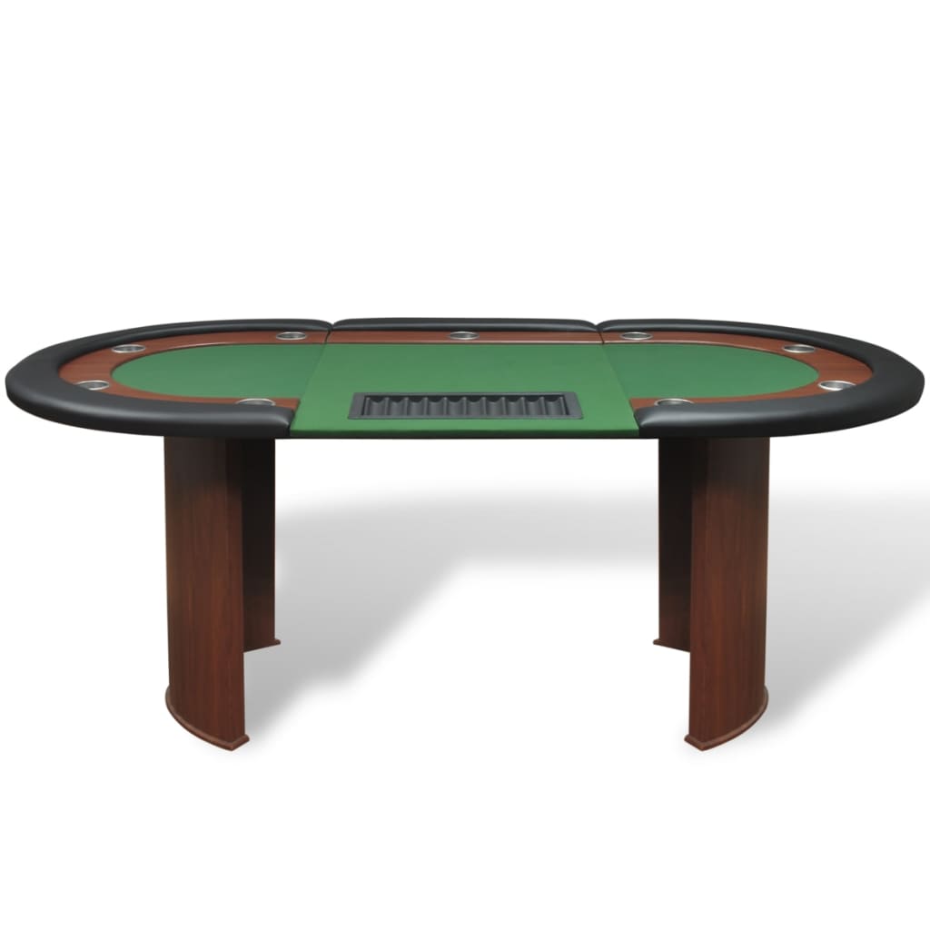 vidaXL Masă poker 10 persoane, zonă dealer și suport jetoane, verde vidaXL Masă poker 10 persoane, zonă dealer și suport jetoane, verde