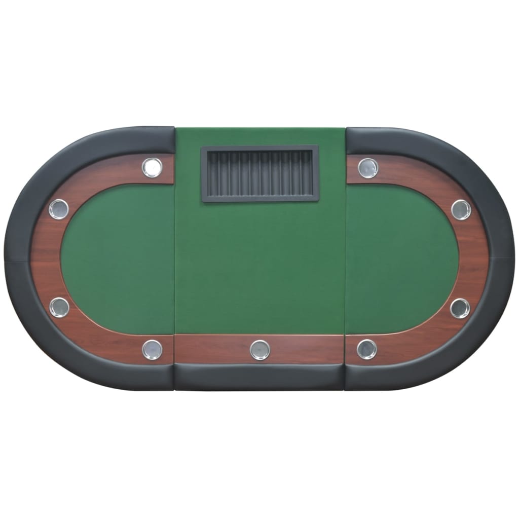 vidaXL Masă poker 10 persoane, zonă dealer și suport jetoane, verde vidaXL Masă poker 10 persoane, zonă dealer și suport jetoane, verde