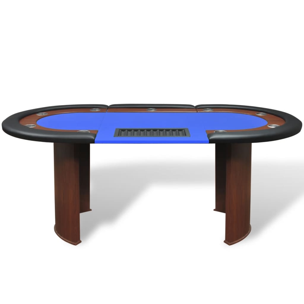 vidaXL Masă Poker 10 persoane, zonă dealer și suport jetoane, albastru vidaXL Masă Poker 10 persoane, zonă dealer și suport jetoane, albastru