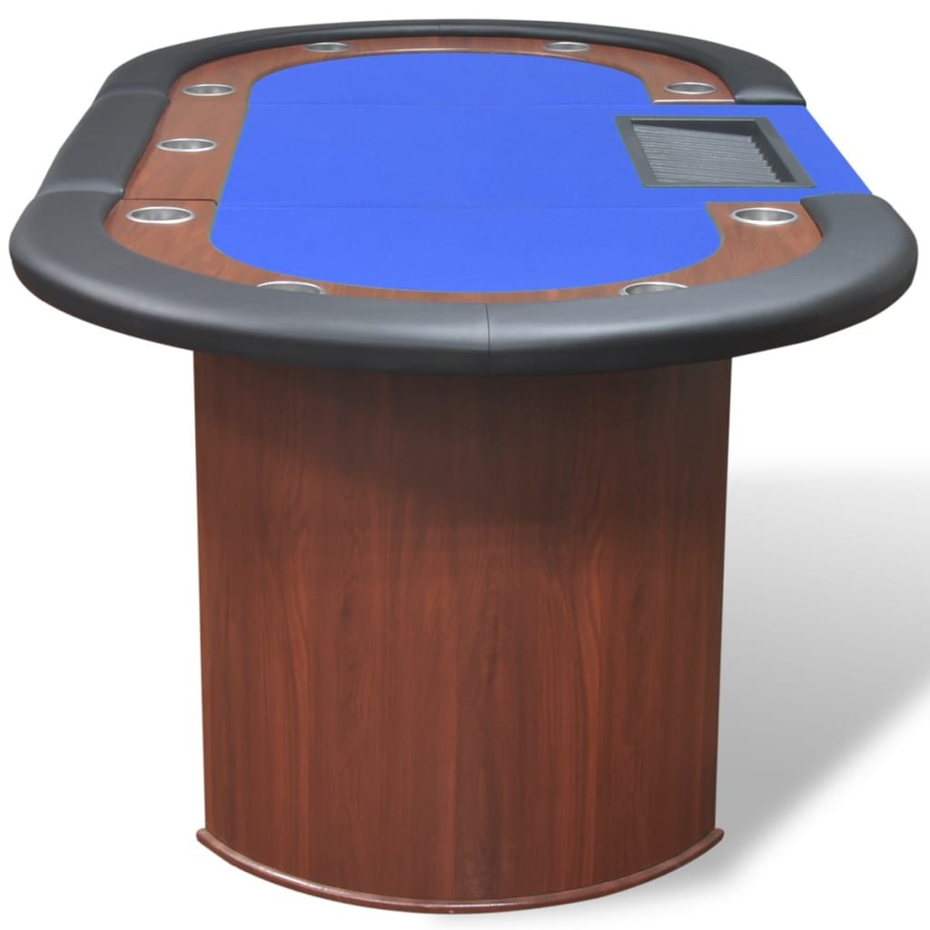 vidaXL Masă Poker 10 persoane, zonă dealer și suport jetoane, albastru vidaXL Masă Poker 10 persoane, zonă dealer și suport jetoane, albastru