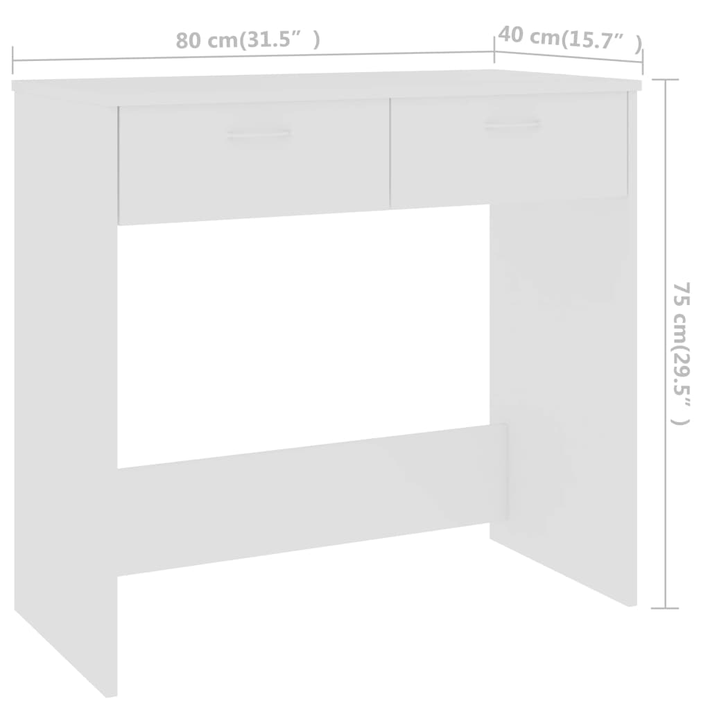 vidaXL Birou, alb, 80x40x75 cm, lemn prelucrat vidaXL Birou, alb, 80x40x75 cm, lemn prelucrat