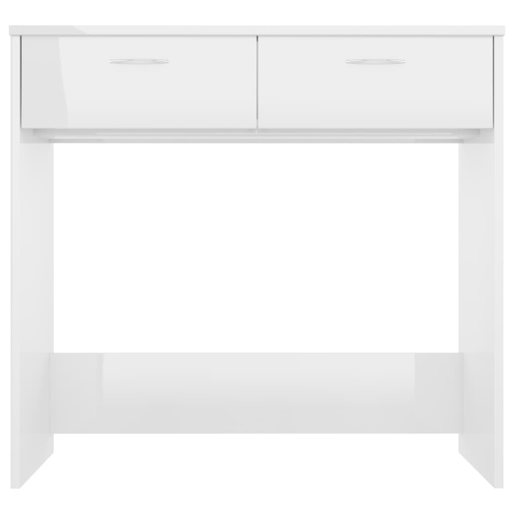 vidaXL Birou, alb extralucios, 80 x 40 x 75 cm, lemn prelucrat