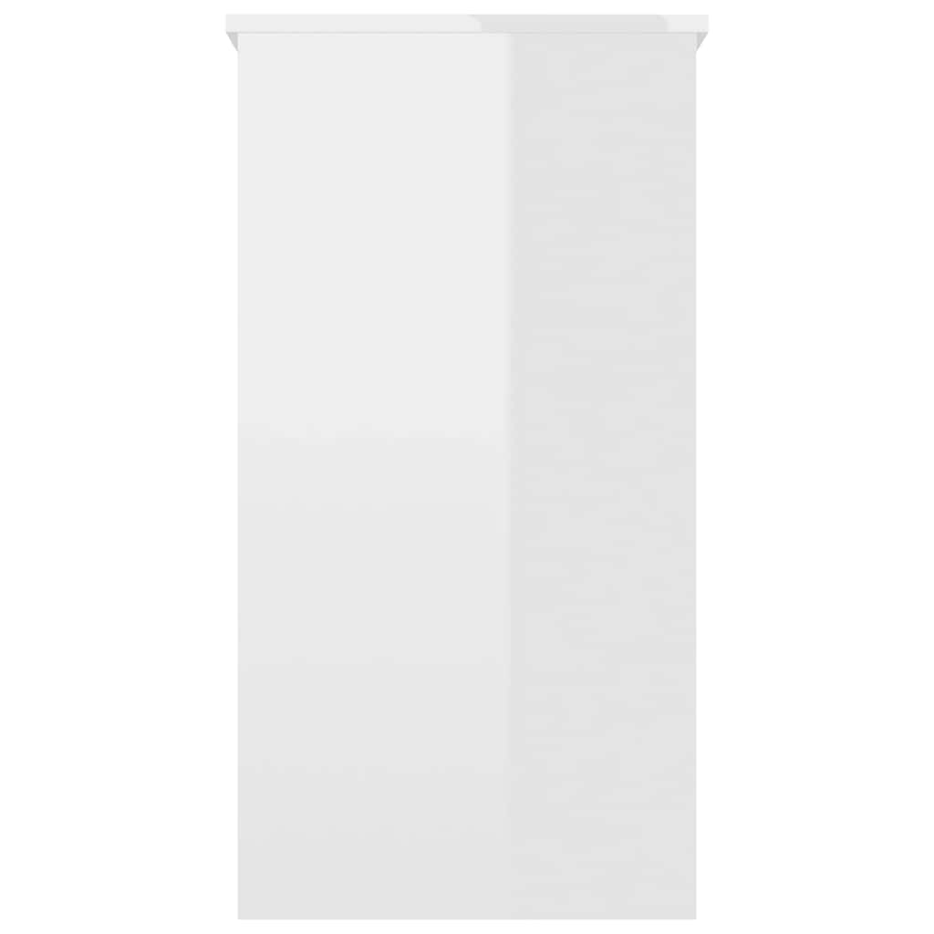 vidaXL Birou, alb extralucios, 80 x 40 x 75 cm, lemn prelucrat