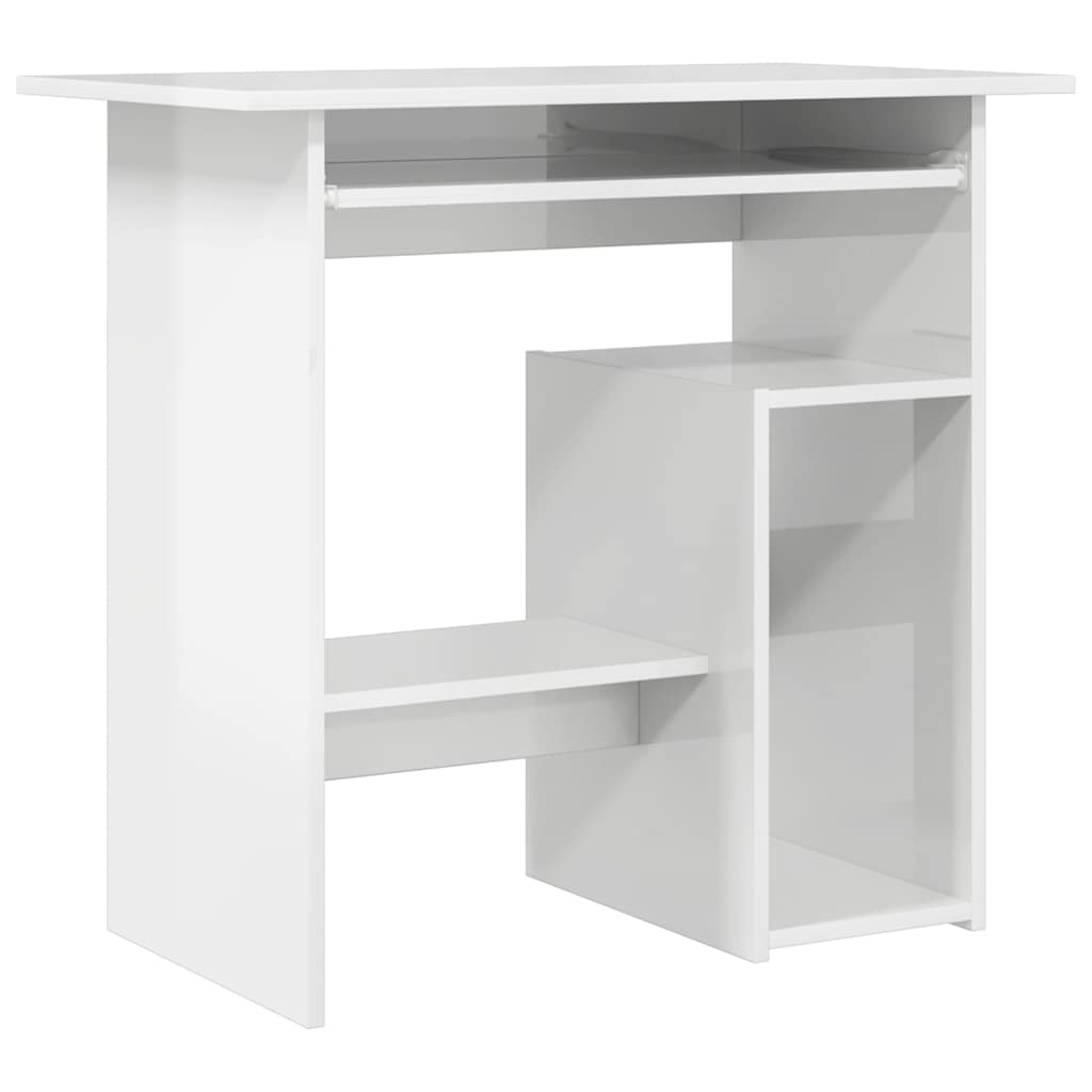 vidaXL Birou, alb extralucios, 80x45x74 cm, lemn prelucrat