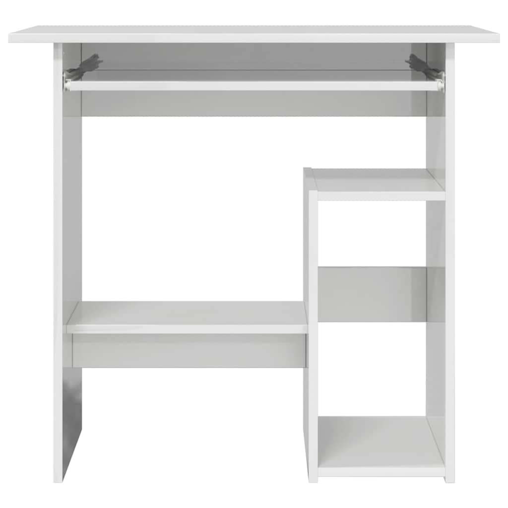 vidaXL Birou, alb extralucios, 80x45x74 cm, lemn prelucrat