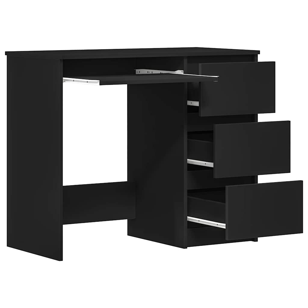 vidaXL Birou, negru, 90x45x76 cm, lemn prelucrat vidaXL Birou, negru, 90x45x76 cm, lemn prelucrat