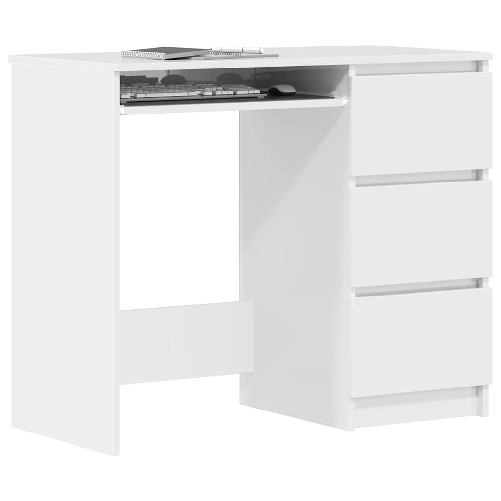 vidaXL Birou, alb extralucios, 90 x 45 x 76 cm, lemn prelucrat