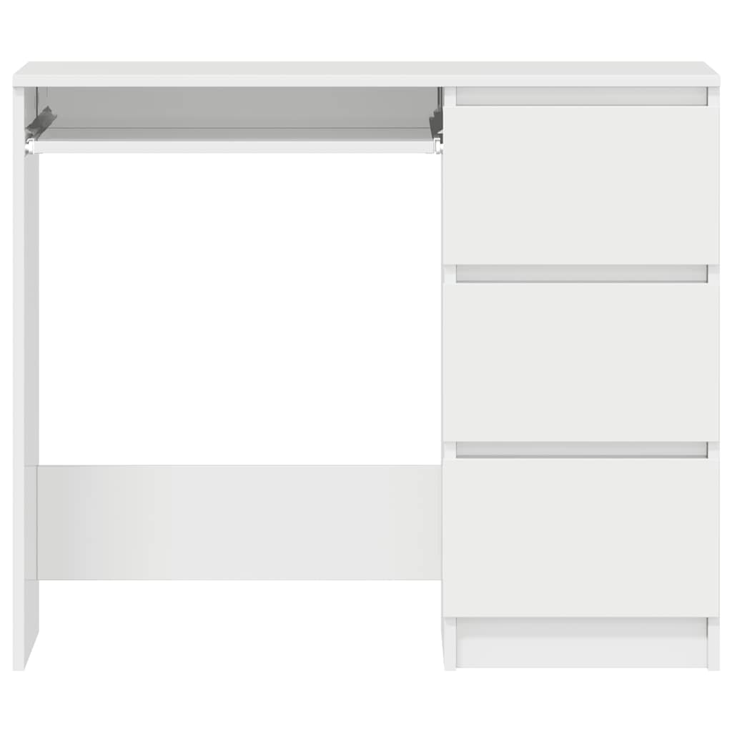 vidaXL Birou, alb extralucios, 90 x 45 x 76 cm, lemn prelucrat