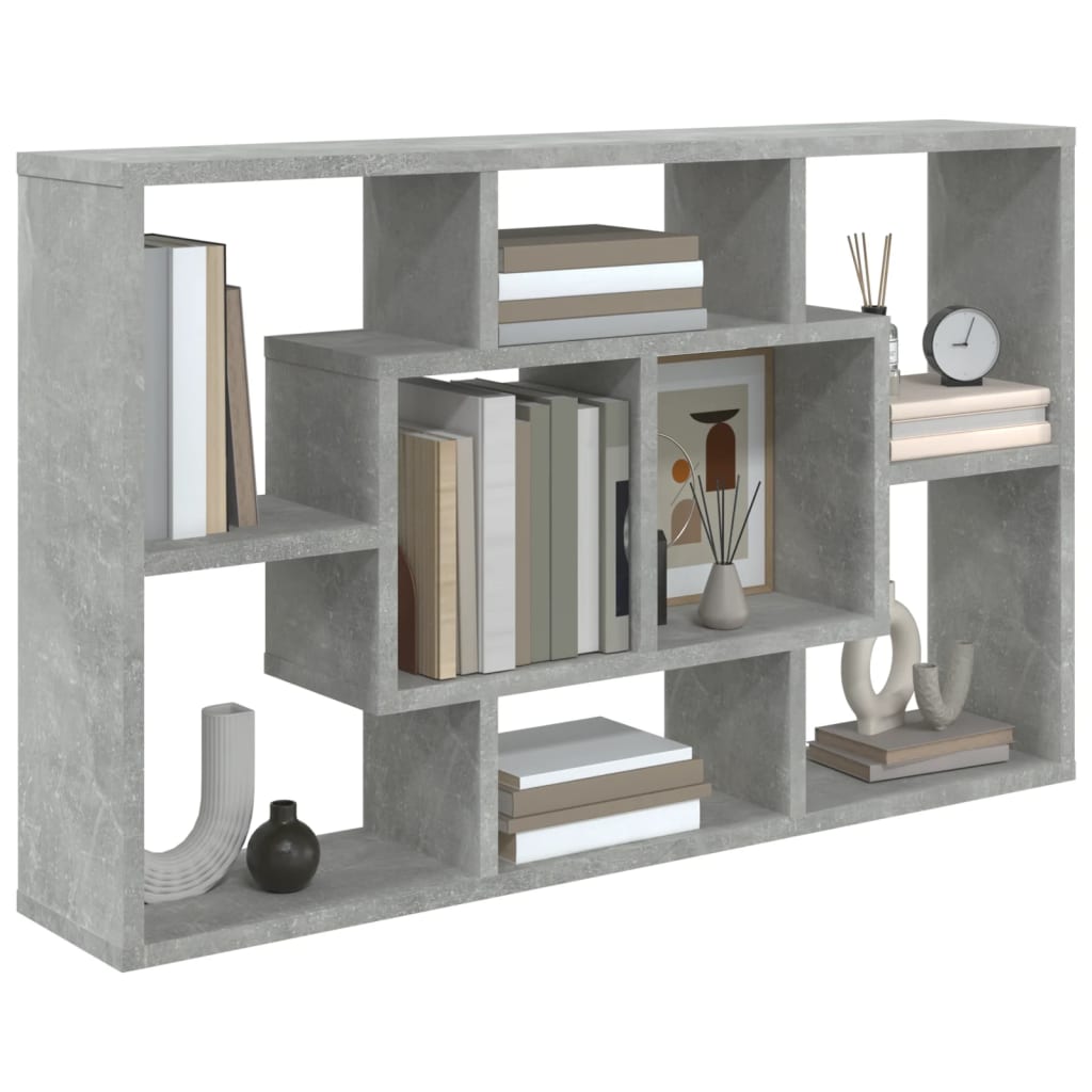 vidaXL Raft de perete, gri beton, 85x16x52,5 cm, lemn prelucrat