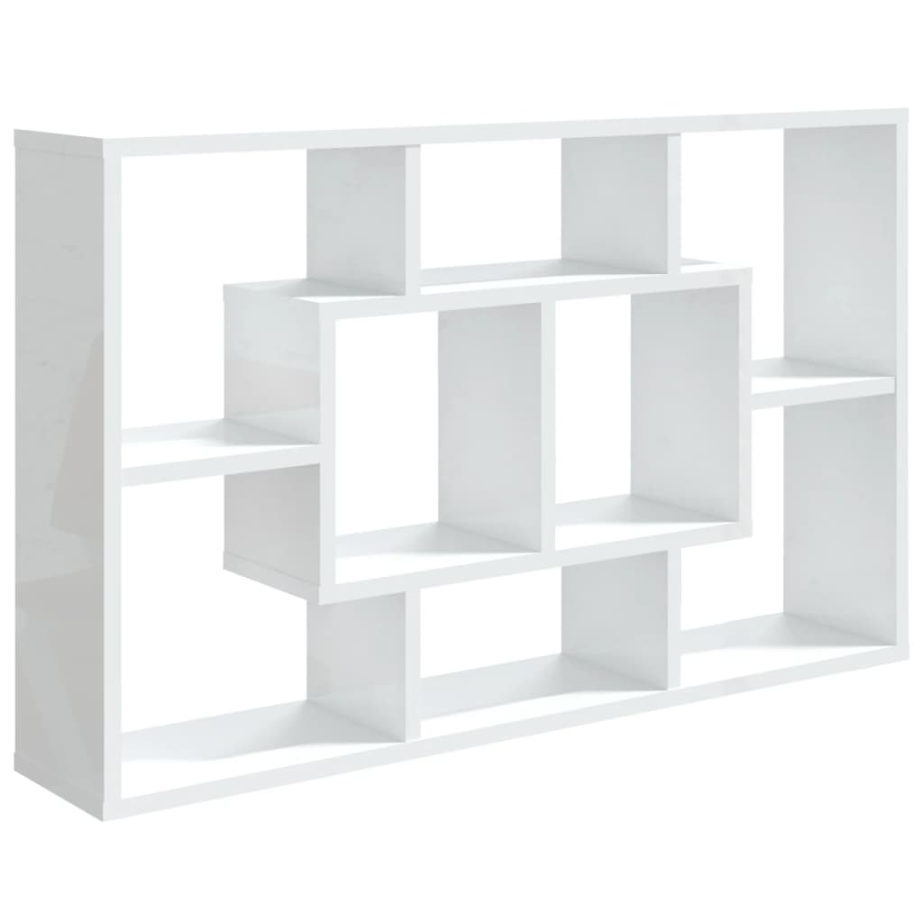 vidaXL Raft de perete, alb extralucios, 85x16x52,5 cm, lemn prelucrat vidaXL Raft de perete, alb extralucios, 85x16x52,5 cm, lemn prelucrat