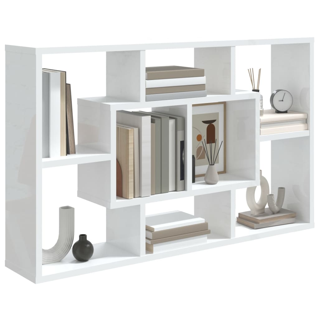 vidaXL Raft de perete, alb extralucios, 85x16x52,5 cm, lemn prelucrat vidaXL Raft de perete, alb extralucios, 85x16x52,5 cm, lemn prelucrat
